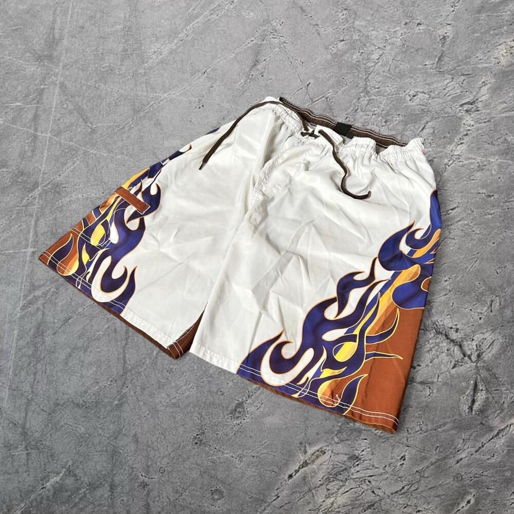 Y2K 2000s Baggy Skater Grunge Style Flame Print Burnside surf boardshorts